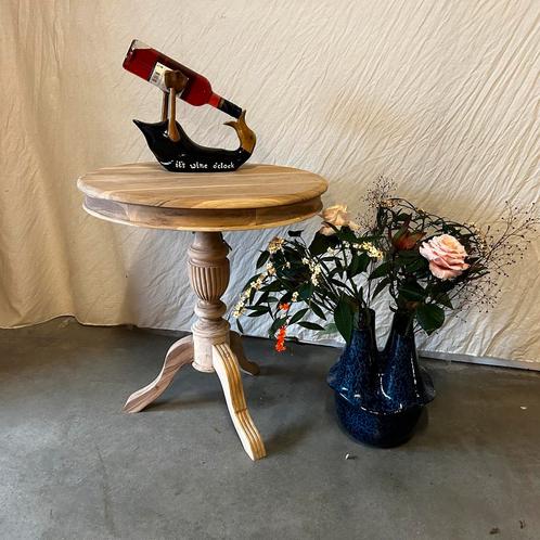 Ronde bijzettafel / wijntafel - 60 cm - Teakhout - TTM Wonen, Huis en Inrichting, Tafels | Bijzettafels, 60 cm of meer, 55 tot 75 cm