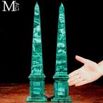 Uitzonderlijk paar malachieten obelisken - Hoogwaardige, Verzamelen