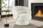 Draaibare design fauteuil BOSSA NOVA 80cm Boucle wit - 43438, Huis en Inrichting, Fauteuils, Ophalen of Verzenden, Nieuw