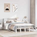 vidaXL Bed met boekenkast zonder matras massief hout wit, Huis en Inrichting, Slaapkamer | Bedden, Bruin, Verzenden, 140 cm, 200 cm