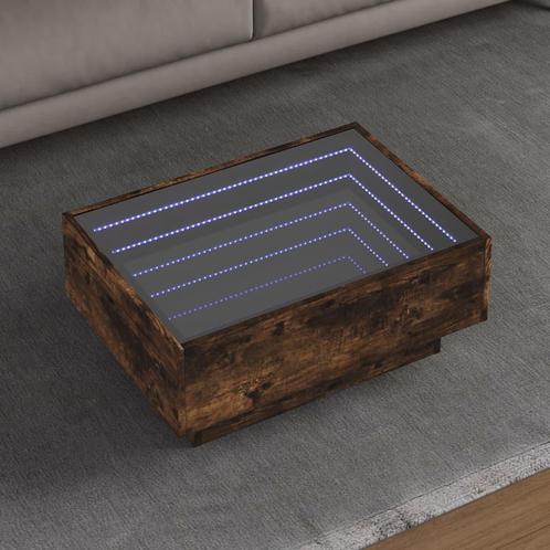 vidaXL Salontafel met LED 70x50x30 cm bewerkt hout gerookt, Huis en Inrichting, Tafels | Salontafels, 50 tot 100 cm, Nieuw, Overige houtsoorten