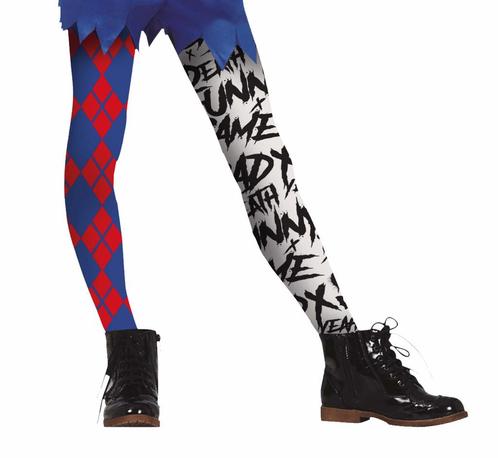 Rood Blauwe Halloween Legging Harley Quin Kind, Hobby en Vrije tijd, Feestartikelen, Nieuw, Verzenden