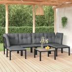 vidaXL 7-delige Loungeset poly rattan zwart en grijs, Verzenden, Nieuw, Rvs, Loungeset