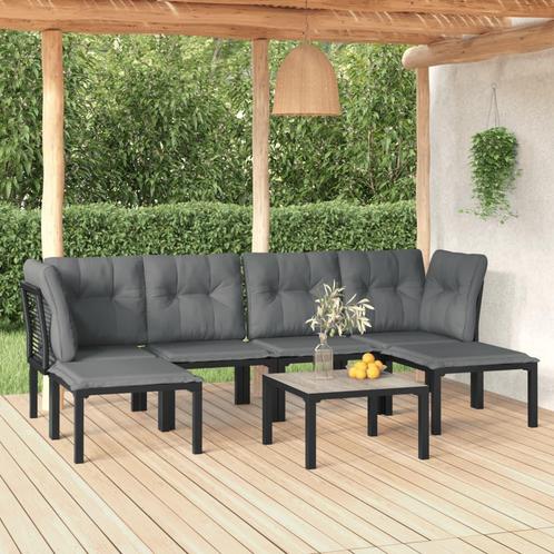vidaXL 7-delige Loungeset poly rattan zwart en grijs, Tuin en Terras, Tuinsets en Loungesets, Loungeset, Nieuw, Rvs, Verzenden