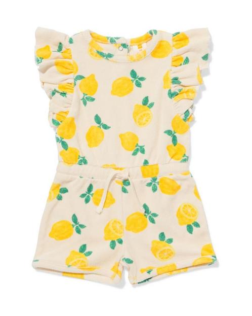 HEMA Babyjumpsuit badstof citroenen ecru, Kinderen en Baby's, Babykleding | Overige, Nieuw, Verzenden