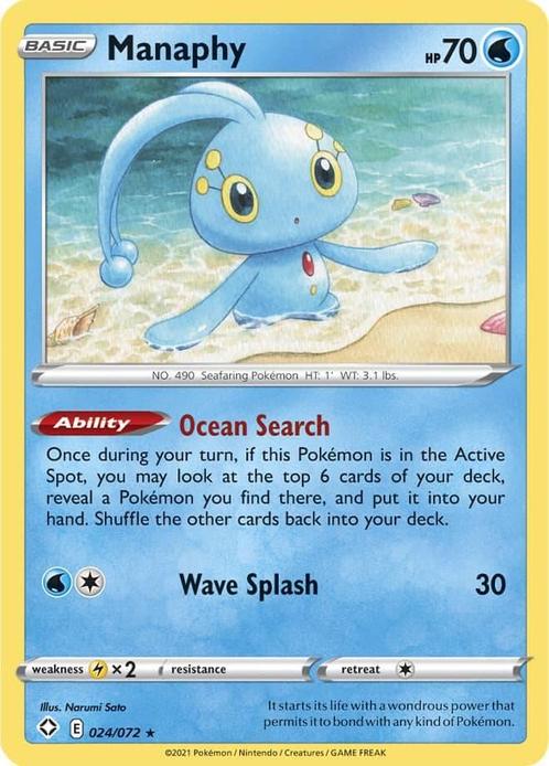 manaphy 024/072 shining fates, Hobby en Vrije tijd, Verzamelkaartspellen | Pokémon, Losse kaart, Nieuw, Foil, Ophalen of Verzenden