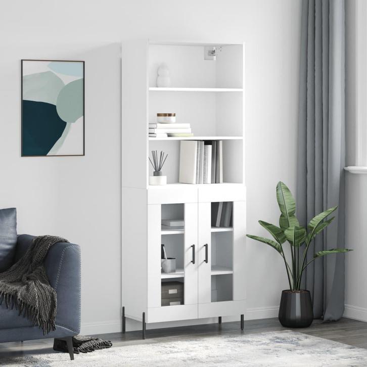 vidaXL buffetkast 69,5x34x180 cm bewerkt hout wit, Huis en Inrichting, Kasten | Buffetkasten, 25 tot 50 cm, Nieuw, Overige houtsoorten
