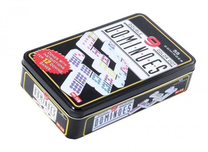 Domino dubbel 9 in blik | Engelhart - Gezelschapsspellen, Hobby en Vrije tijd, Gezelschapsspellen | Bordspellen, Nieuw, Verzenden