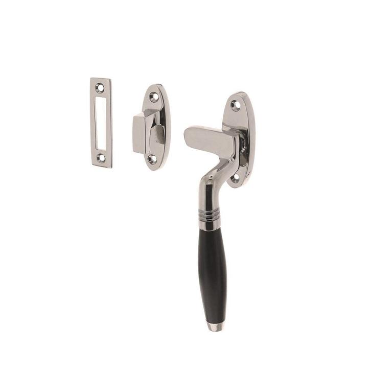 Intersteel Raamsluiting rechts Ton - nikkel glans/ebbenhout, Doe-het-zelf en Verbouw, Hang- en Sluitwerk, Nieuw, Verzenden