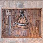 Industrieel decoratief kunstwerk hout gereedschappen uniek, Ophalen of Verzenden, Nieuw