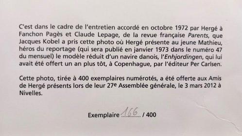 Hergé - Octobre 1972 - 1 Photo - Beperkte oplage - 2012, Boeken, Stripboeken