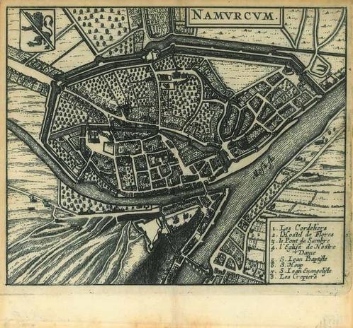 Stadsplattegrond van Namur, Antiek en Kunst, Kunst | Etsen en Gravures