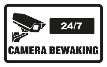 40 x 24 cm| 5x Camera Bewaking stickers zwarte opdruk beschikbaar voor biedingen