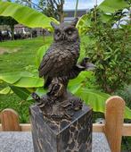 Beeld, Bronze: Owl - 27 cm - Brons, Marmer
