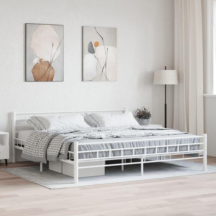 vidaXL Bedframe metaal wit 180x200 cm, Huis en Inrichting, Slaapkamer | Bedden, 80 cm, 200 cm, Wit, Eenpersoons, Nieuw, Metaal
