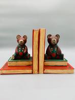 Vintage set boekensteunen hout beer Indonesië, Ophalen of Verzenden