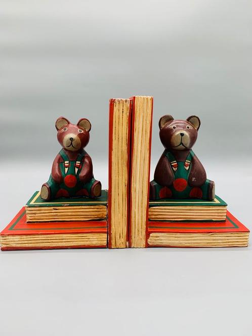 Vintage set boekensteunen hout beer Indonesië, Antiek en Kunst, Antiek | Woonaccessoires, Ophalen of Verzenden