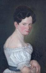 Europese school (XIX) - Portrait of a young beauty in white