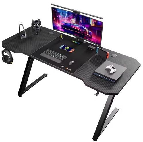 Gamingbureau 120cm met LED, USB en Carbon Blad - Zwart Desk, Huis en Inrichting, Bureaus, Bureau, Nieuw, Elektrisch, Verzenden
