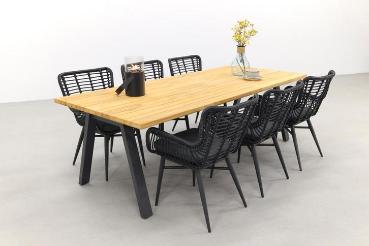 VDG Jasmin Black/Ambassador 240x100 cm. tuinset - 7 delig, Tuin en Terras, Tuinsets en Loungesets, Tuinset, Nieuw, Overige materialen