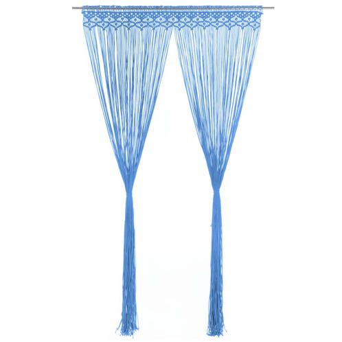 vidaXL Gordijn macramé 140x240 cm katoen blauw, Huis en Inrichting, Stoffering | Gordijnen en Lamellen, Blauw, Nieuw, Verzenden