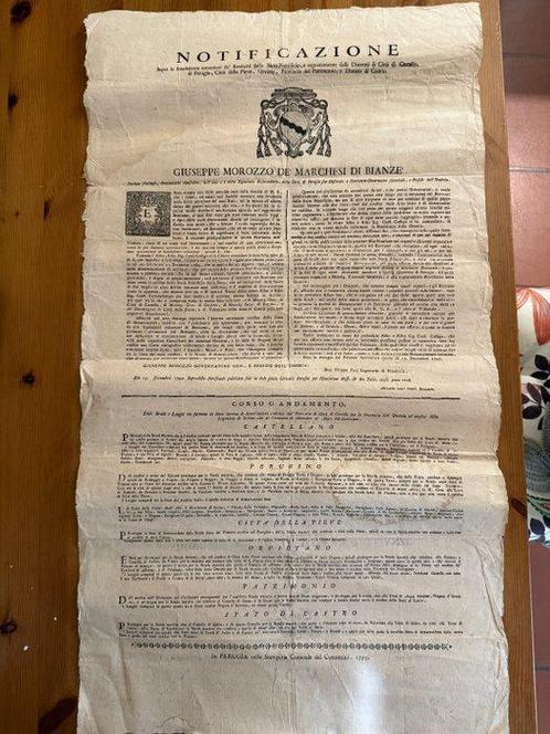 Document - Giuseppe Morozzo de’ Marchesi di Bianzè -, Antiek en Kunst, Antiek | Boeken en Bijbels