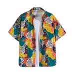 Hawaii Party Blouse – Groen/Geel/Wit met - Maat L, Ophalen of Verzenden, Nieuw, Maat 52/54 (L)