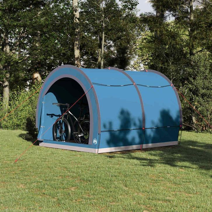 vidaXL Fietstent met dak met opslag Blauw 256 x 222 x 182 cm, Caravans en Kamperen, Tenten, Nieuw, Verzenden