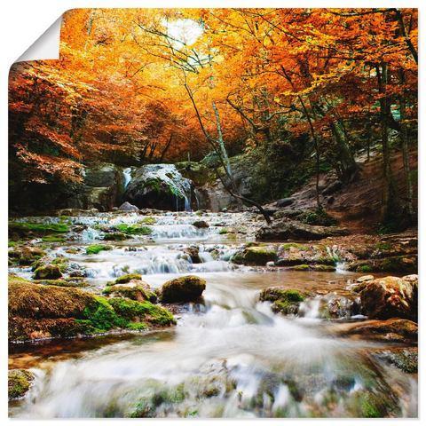 Artland Artprint Herfstige waterval als poster,, Huis en Inrichting, Woonaccessoires | Schilderijen, Tekeningen en Foto's, Nieuw