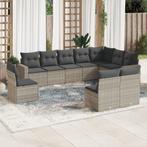 vidaXL 10-delige Loungeset met kussens poly rattan, Verzenden, Nieuw, Rotan, Loungeset