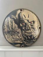 Bijzonder rond emaille decoratiebord met een indrukwekkend