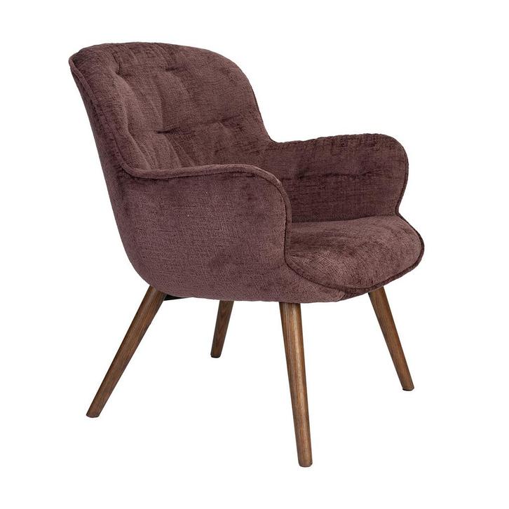 *WOONWINKEL* Dutchbone Lenn Retro Fauteuil Paars Fluweel, Huis en Inrichting, Fauteuils, Nieuw, Verzenden