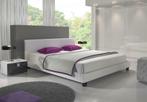 Tweepersoonsbed - Leer - Wit/Zwart/Grijs - 2 persoons bed, Overige materialen, Verzenden, 140 cm, 200 cm