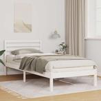 vidaXL Bedframe met hoofdeinde Wit 100 x 220 cm Massief, Verzenden, Nieuw, Wit, Hout