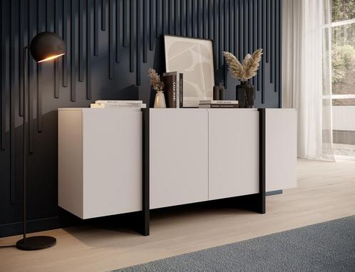 Meubella Dressoir Kelton beige zwart 180cm, Huis en Inrichting, Kasten | Dressoirs, 25 tot 50 cm, Nieuw, 150 tot 200 cm, Verzenden