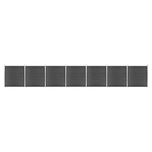 vidaXL Schuttingpanelenset 1218x186 cm HKC zwart, Tuin en Terras, Schuttingen, Nieuw, Kunststof, 1 tot 2 meter, Verzenden