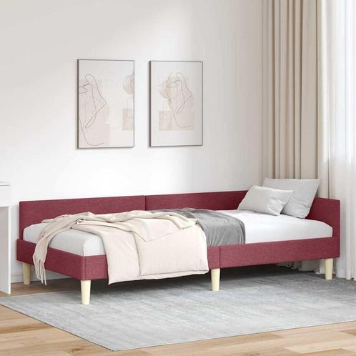vidaXL Hoek Bed Frame Wijnrood 100 x 200 cm Stof en, Huis en Inrichting, Slaapkamer | Bedden, Rood, Nieuw, Verzenden