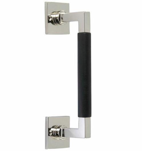 Deurgreep Bauhaus ebben vierkant rozet 300 mm glans nikkel, Doe-het-zelf en Verbouw, Hang- en Sluitwerk, Nieuw, Ophalen of Verzenden