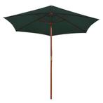 Parasol 270x270 cm houten paal groen (Parasols-Zonwering), Nieuw, Verzenden