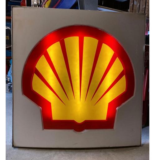 Shell Groot Verlicht Reclamebord - Origineel - 190 x 185cm, Verzamelen, Merken en Reclamevoorwerpen, Ophalen