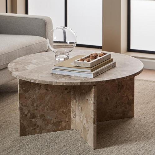 *WOONWINKEL* Ronde Salontafel Marmer Latte, Huis en Inrichting, Tafels | Salontafels, Nieuw, Verzenden