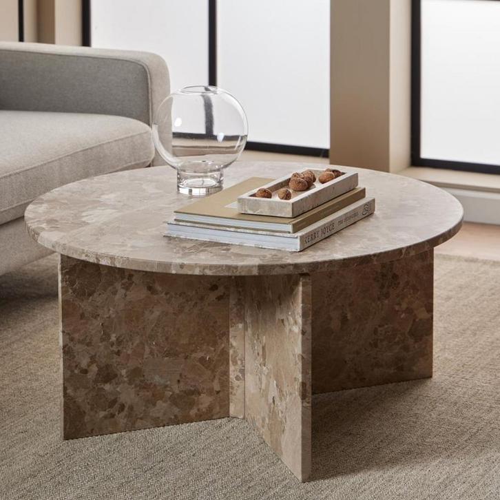 *WOONWINKEL* Ronde Salontafel Marmer Latte, Huis en Inrichting, Tafels | Salontafels, Nieuw, Verzenden