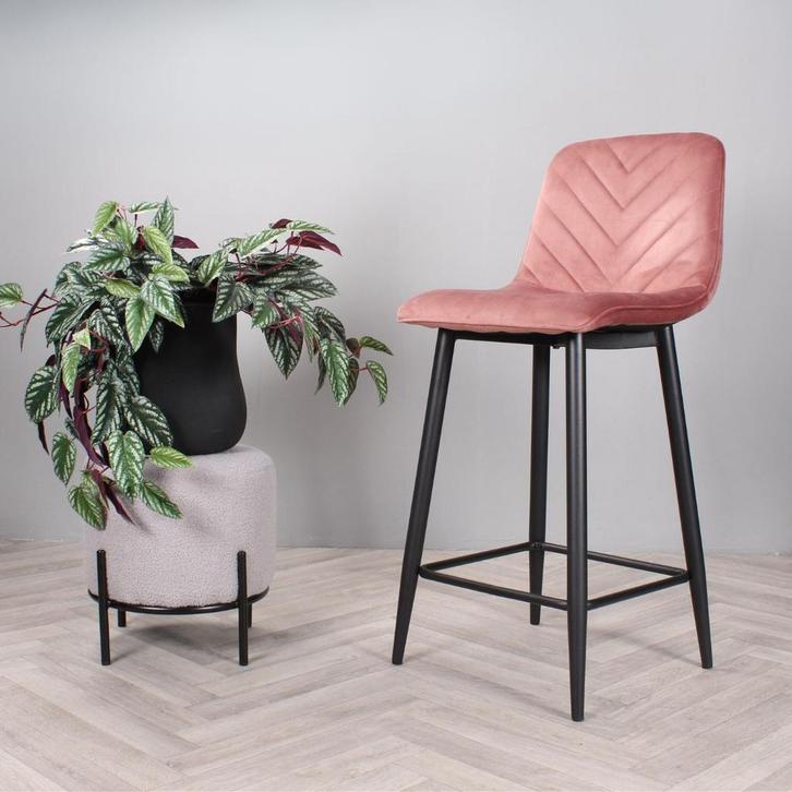Gaby barkruk velvet 65 cm 2.0 - roze, Huis en Inrichting, Stoelen, Nieuw, Ophalen of Verzenden