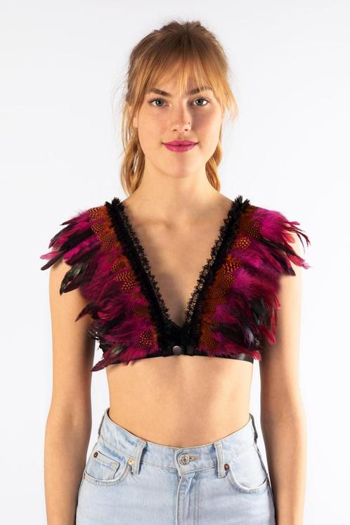 Top met Veren Roze Oranje XS S M Verentop Kostuum Topje Veer, Kleding | Dames, Carnavalskleding en Feestkleding, Kleding, Nieuw