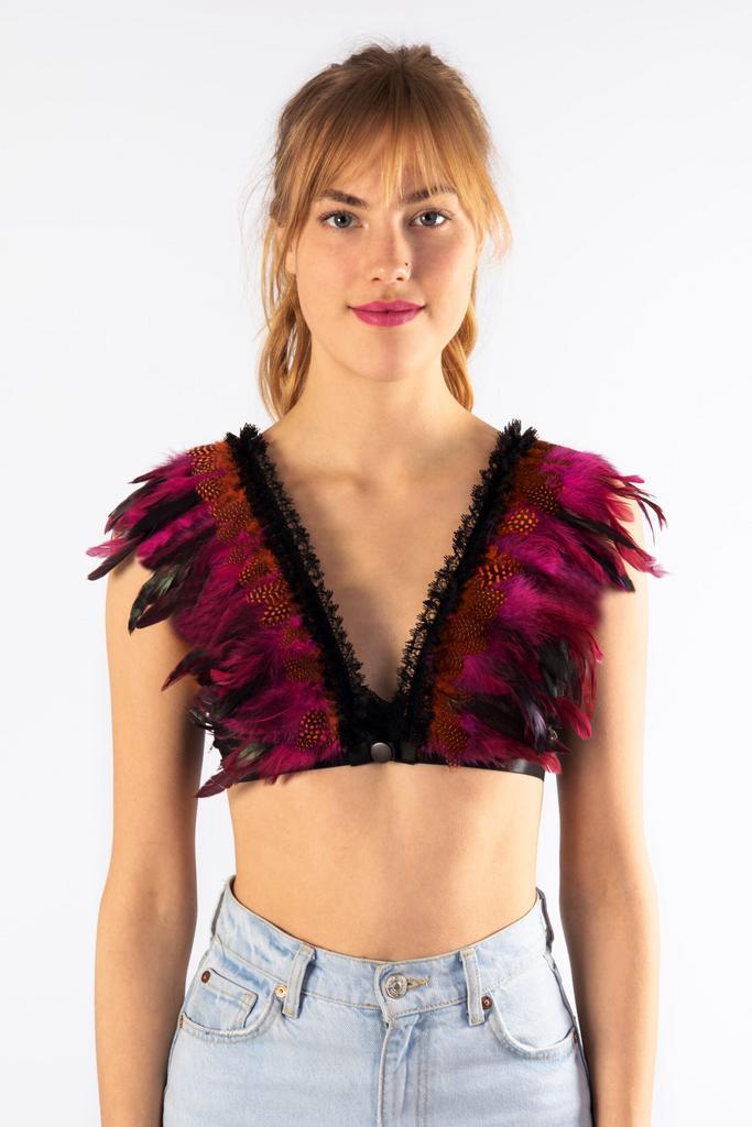 Top met Veren Roze Oranje XS S M Verentop Kostuum Topje Veer, Kleding | Dames, Carnavalskleding en Feestkleding, Kleding, Nieuw