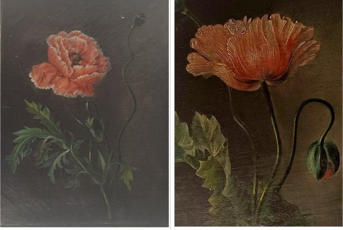 onbekend - Twee Olieverfwerken van Bloemen, Antiek en Kunst, Kunst | Schilderijen | Klassiek