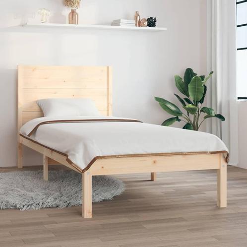 vidaXL Bedframe massief hout 90x190 cm, Huis en Inrichting, Slaapkamer | Bedden, 90 cm, 190 cm of minder, Bruin, Eenpersoons, Nieuw