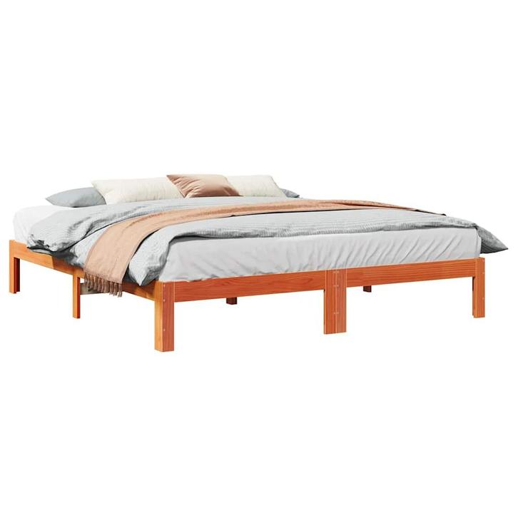 vidaXL Bedframe zonder matras massief grenenhout wasbruin, Huis en Inrichting, Slaapkamer | Bedden, 80 cm, 200 cm, Bruin, Eenpersoons