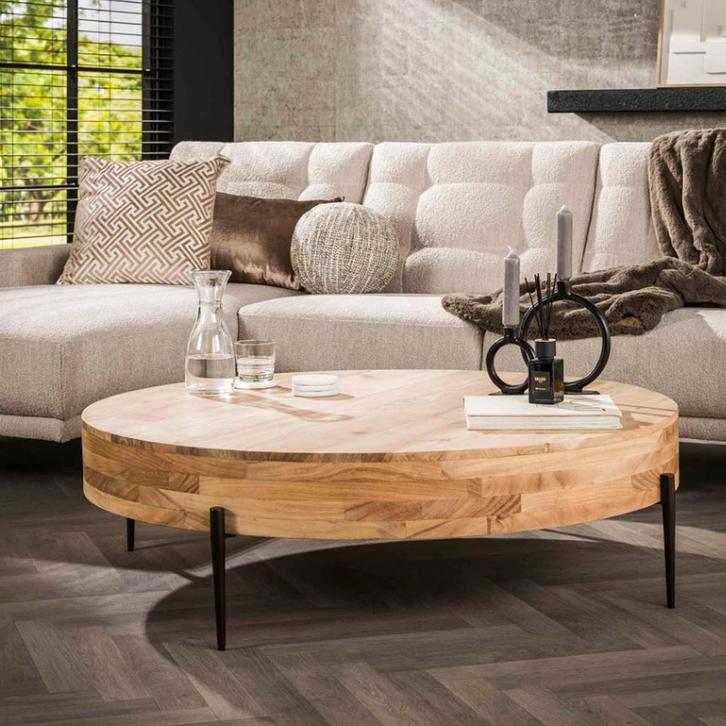 *WOONWINKEL* Ronde Salontafel Acacia Hout, Huis en Inrichting, Tafels | Salontafels, Nieuw, Verzenden