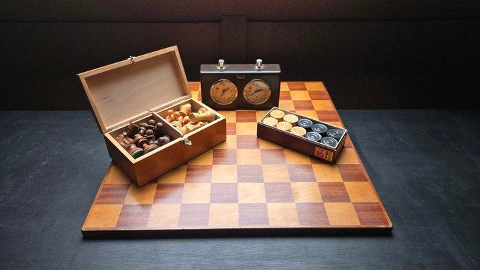 Schaakspel - Staunton Lardy verzwaard - Revanche Schaakklok, Antiek en Kunst, Curiosa en Brocante